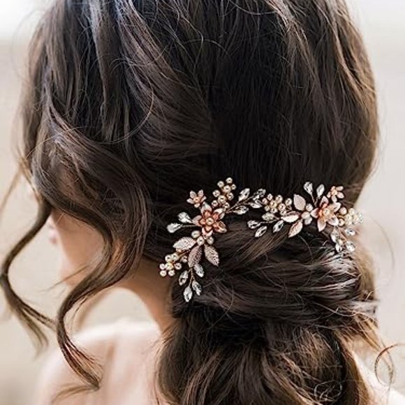2Pcs Wedding Hair Pins for Brides, Gold Wedding Hair Accessories for Bride - Picture 6 of 6